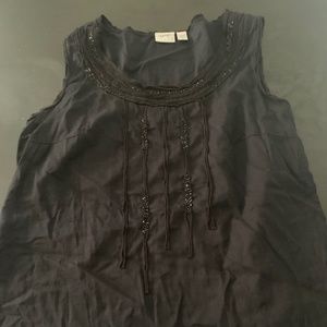 Black sheer beaded sleeveless top